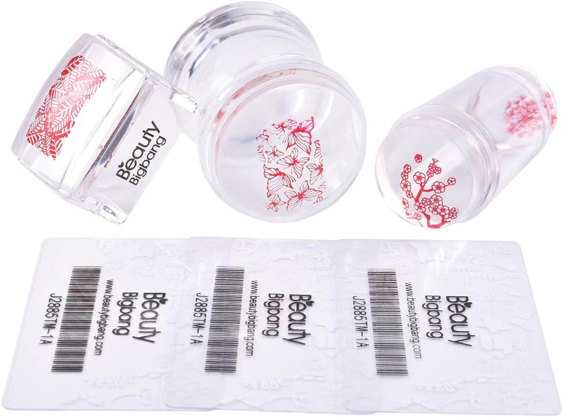 French Tip Nail Stamp 3 Different Clear Silicone Jelly Stampers With 3 Scrapers Set Clear Nail Art Stamping Stamper for Manicure Tools