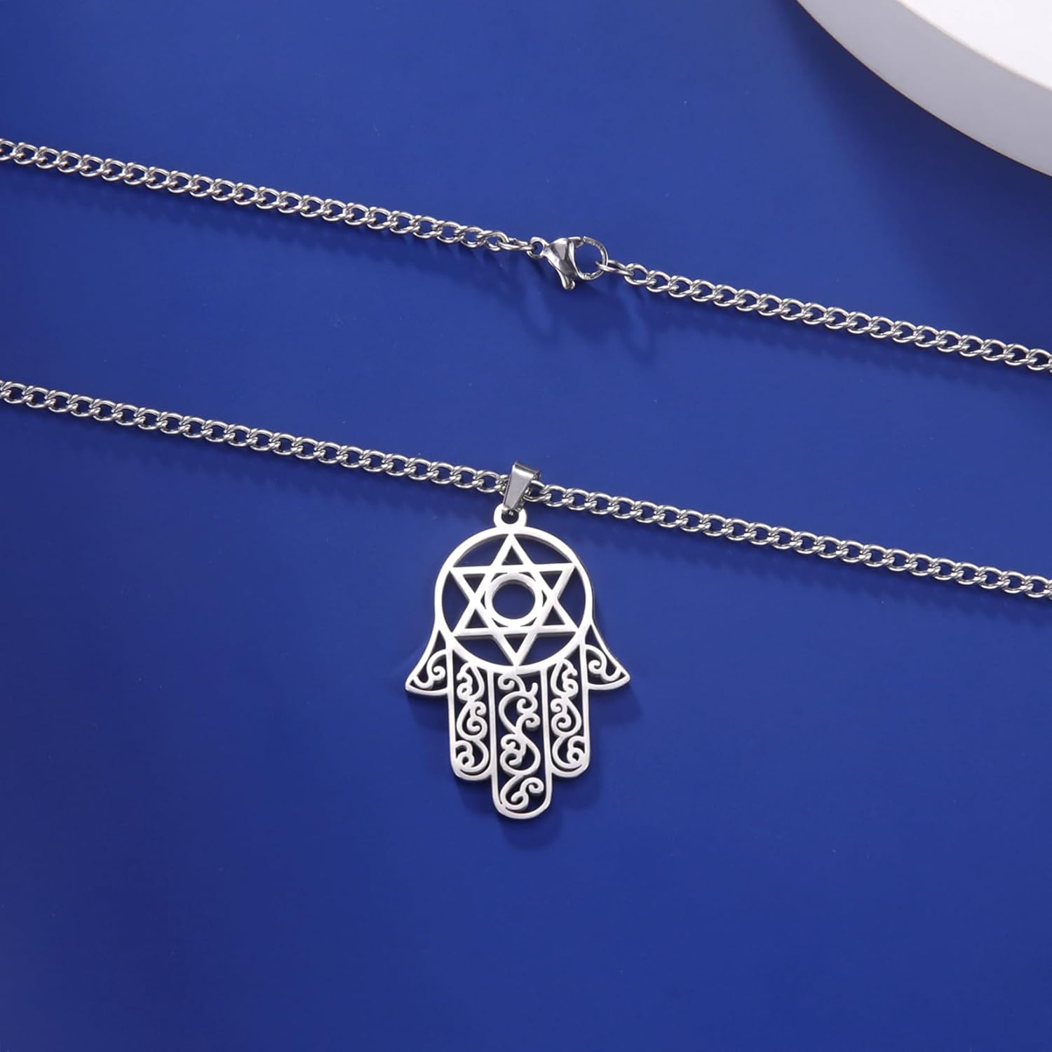 EUEAVAN Hamsa Hand of Fatima Hexagram Necklace Star of David Evil Eye Pendant Jewish Female Protection Amulet Symbol Jewelry Women Men - Image 5