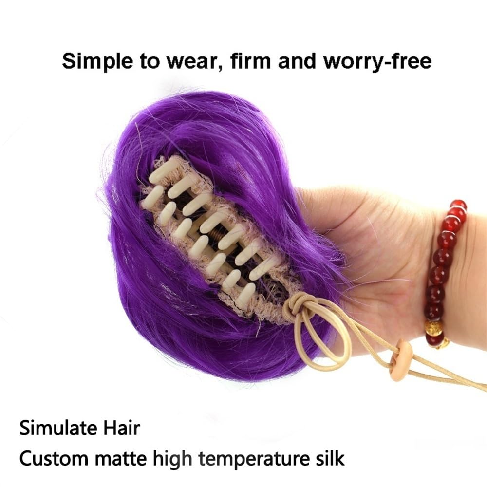 sztuczne włosy kok Spinki do włosów Claw Clip Messy Bun Hair Piece Syntetyczne sztuczne włosy Clip-on Hair Bun Extensions dla kobiet Akcesoria do włosów(Grijs)