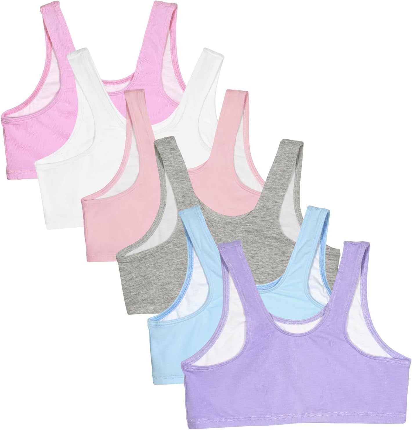 Fruit of The Loom Girls Multi Pack Cotton Built -Up Stretch Sports Bra Available in 6 Packs! - Image 3