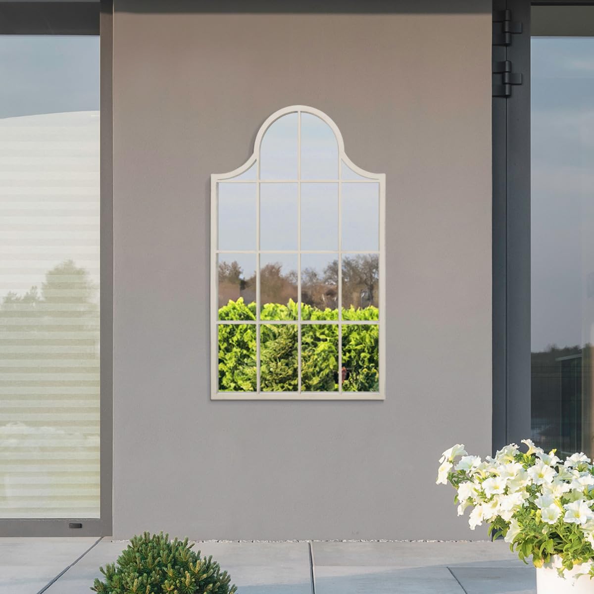 Mirroroutlet Unisex White Metal Framed Arched Garden Wall Mirror 41" X 24" (104Cm X 62Cm) | : Size 1 Pack