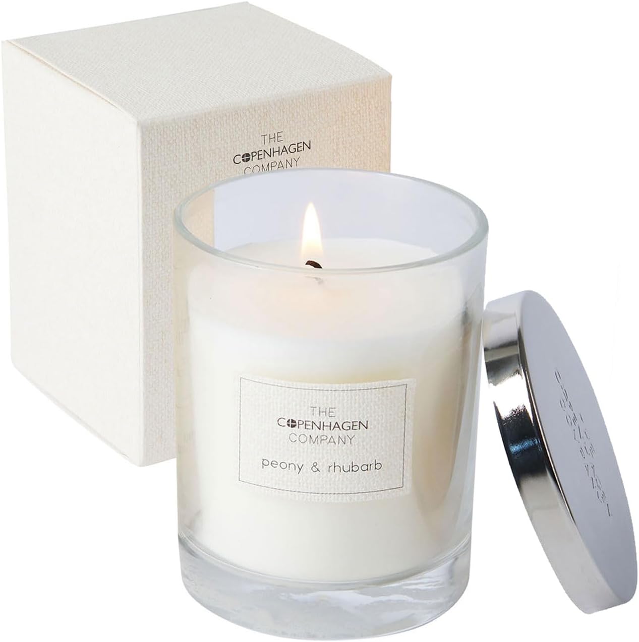 Luxury Scented Candles Gifts for Women | Natural Wax Blend | 45 Hours Burn Time | The Copenhagen Company - Peony & Rhubarb (7oz)
