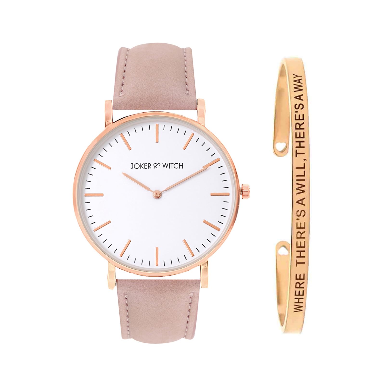 Joker & Witch Leather Women Thea Analog Watch Bracelet Stack, White Dial, Pink Band (B0C7L6KNXJ) Amazon Price History, Amazon Price Tracker