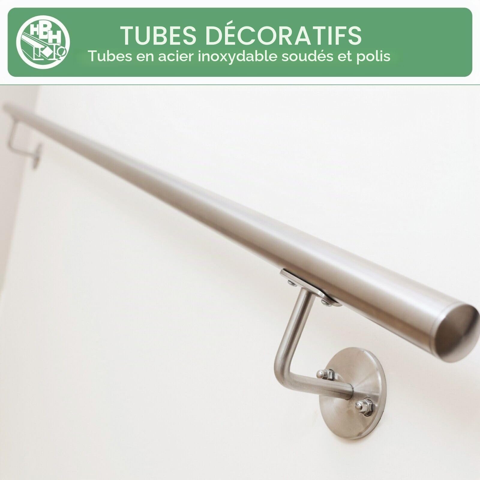 Tube rond/Acier inoxydable/grain 240 / WST 1.4301 / V2A / Épaisseur de paroi : 2 mm (diamètre 42,4 mm, longueur : 2000 mm)