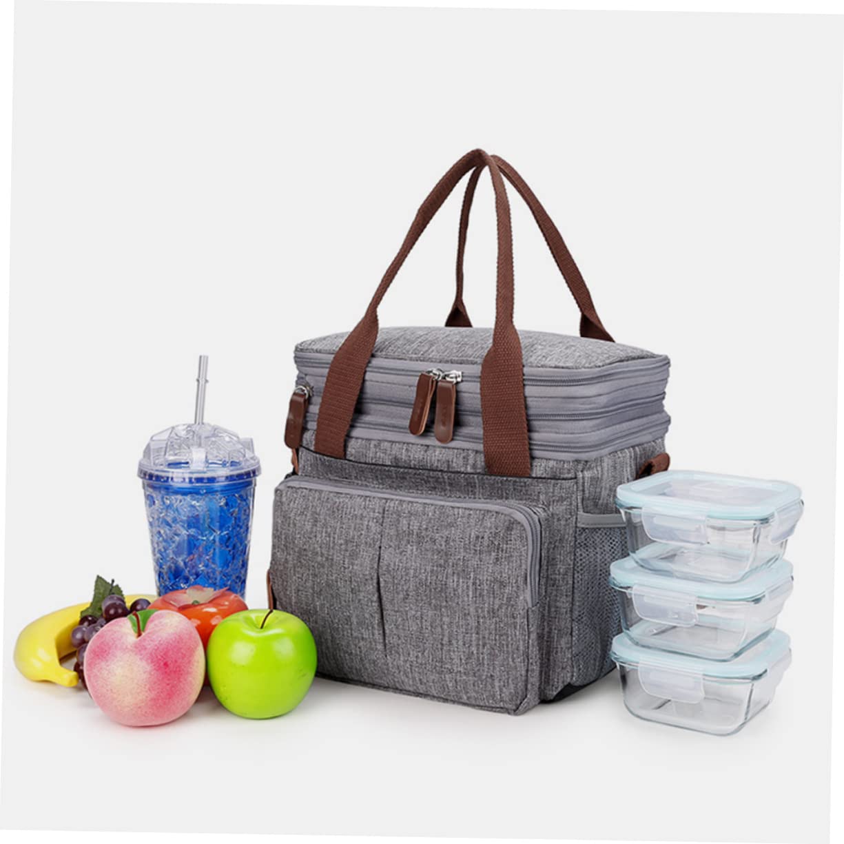 ABOOFAN Wasserdichte Lunchtasche Großzügig Tragbar Isoliert für Outdoor mit Netztaschen an Beiden Seiten aus Hochwertigem für Brotdose Snacks und Obst