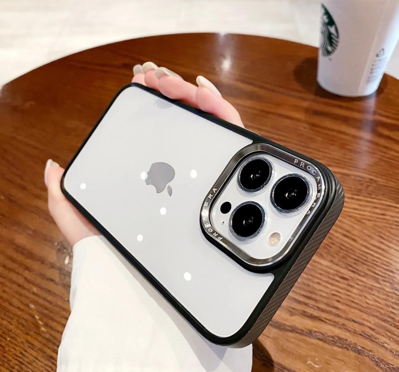LuxuryKase LK084 Carbon Fiber Texture Leather Frame Plus Metal Lens Protection Transparent Case Cover for Iphone 13 Pro (PC | Silver) (B0CPFMF2XG) Amazon Price History, Amazon Price Tracker