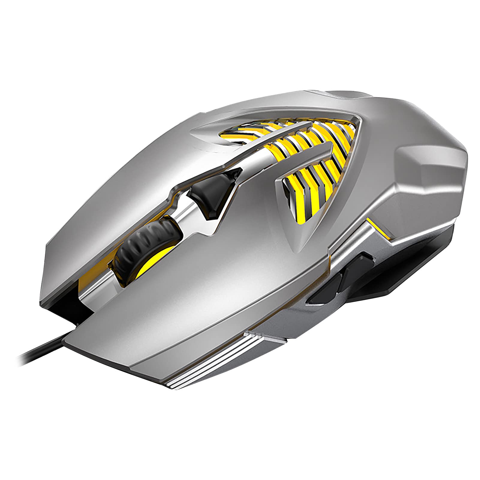 Office Gaming Mouse, Wired Mouse Sensitive Shock-proof Cool RGB Light 3600DPI USB E-sports Mechanical Mouse for Playing Games Silver Gray