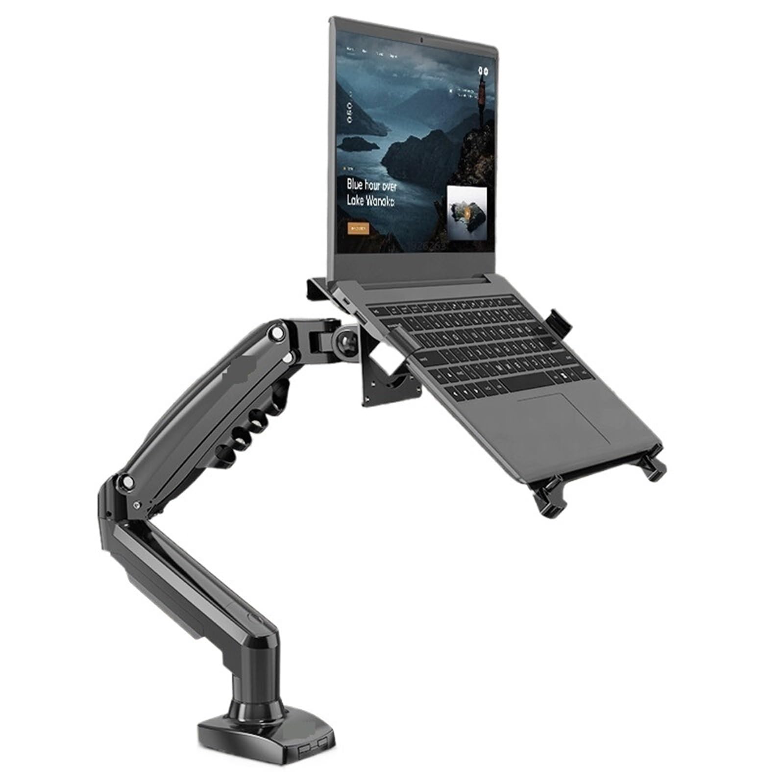 YLUPVT 2 In 1 NB F80 + FP-2 For 17-30" Monitor + 10"-17" Laptop Desktop Holder Notebook Computer Mount Stand Laptop Clamp(Black with 2xUSB3.0)