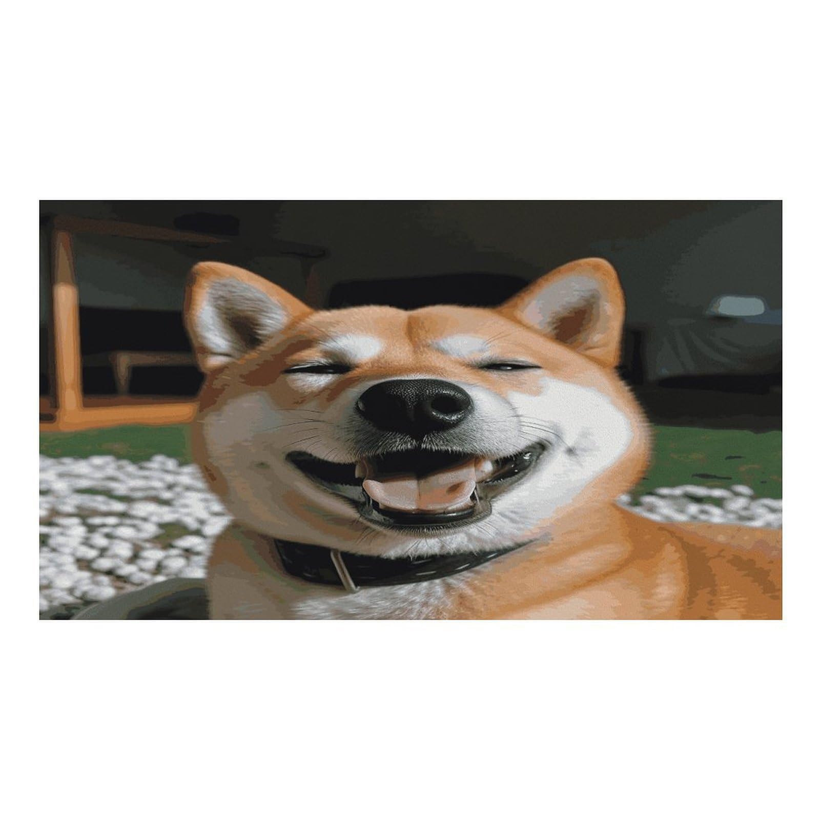 Shiba Inu Tapis de nourriture pour chat avec langue souriante – Tapis d'alimentation antidérapant facile à nettoyer pour la nourriture et l'eau, tapis de gamelle pour chien et chat 43,2 x 76,2 cm