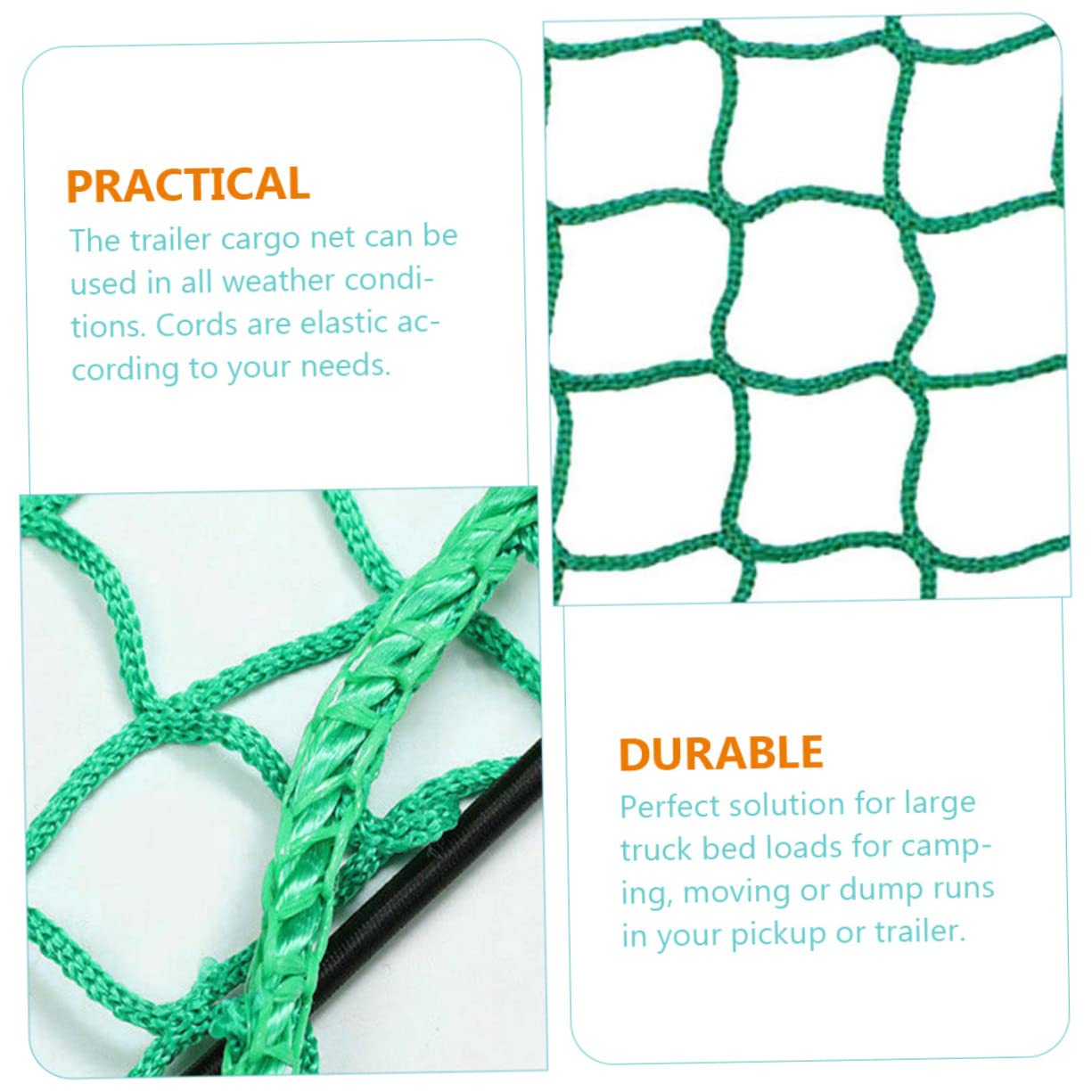 HEALLILY Rete di Carico in Nylon Verde per Cassone Pickup con 15 Ganci Elasticizzati, Resistente e Protettiva per Camping e Trasporto Sicuro di Piccoli Oggetti