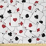 Lunarable Poker Fabric by The Yard, Scattered Aces of Spades and Hearts Winning Hand Design Graphic Illustration, Microfiber Fabric for Arts and Crafts Textiles & Decor, 1 Yard, Charcoal