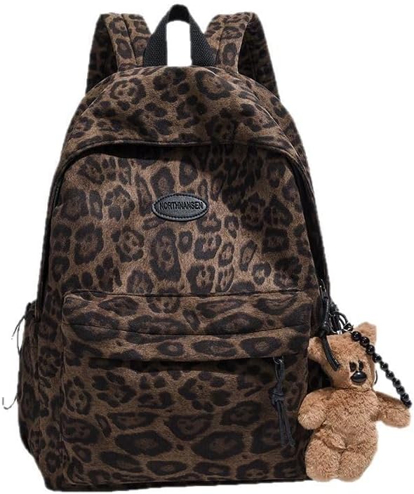 Mochila de guepardo de moda, bolso de hombro con diseño de moda y2k, bolso de coqueta con estampado de leopardo, para mujeres y hombres, Marrón,