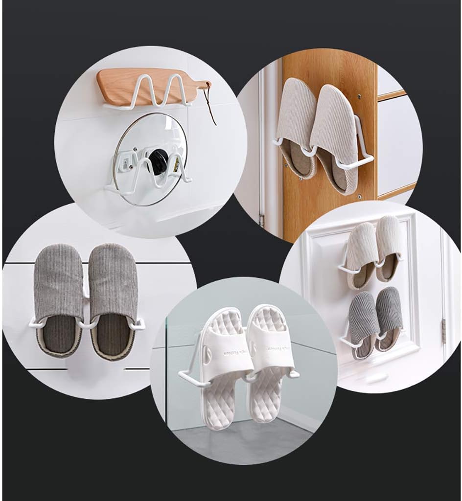 Shoe Rack 4pcs Shoe Racks, Wall Mounted Bathroom Slippers Rackfor Hanging Shoes，towel，pot Lid And Others(Color:gray)