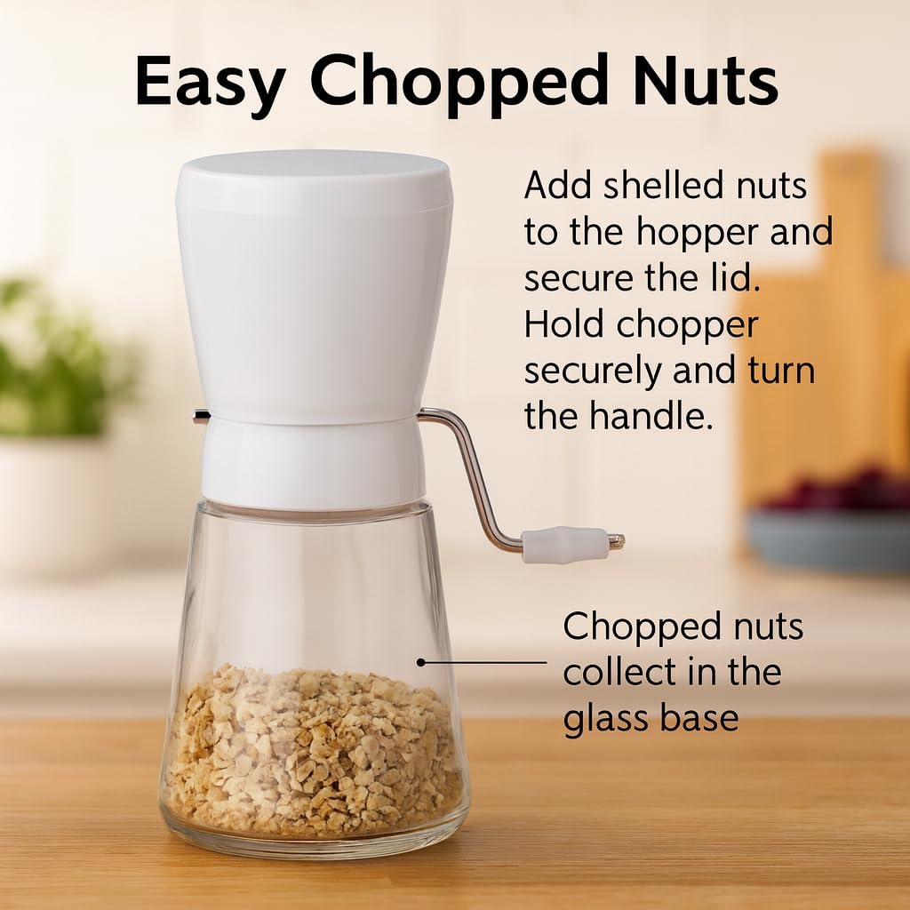 HIC Kitchen Manual Nut Chopper, Durable Nut Grinder For Baking, For Chopping Almonds, Pecans, Walnuts, 1.25-Cup Capacity