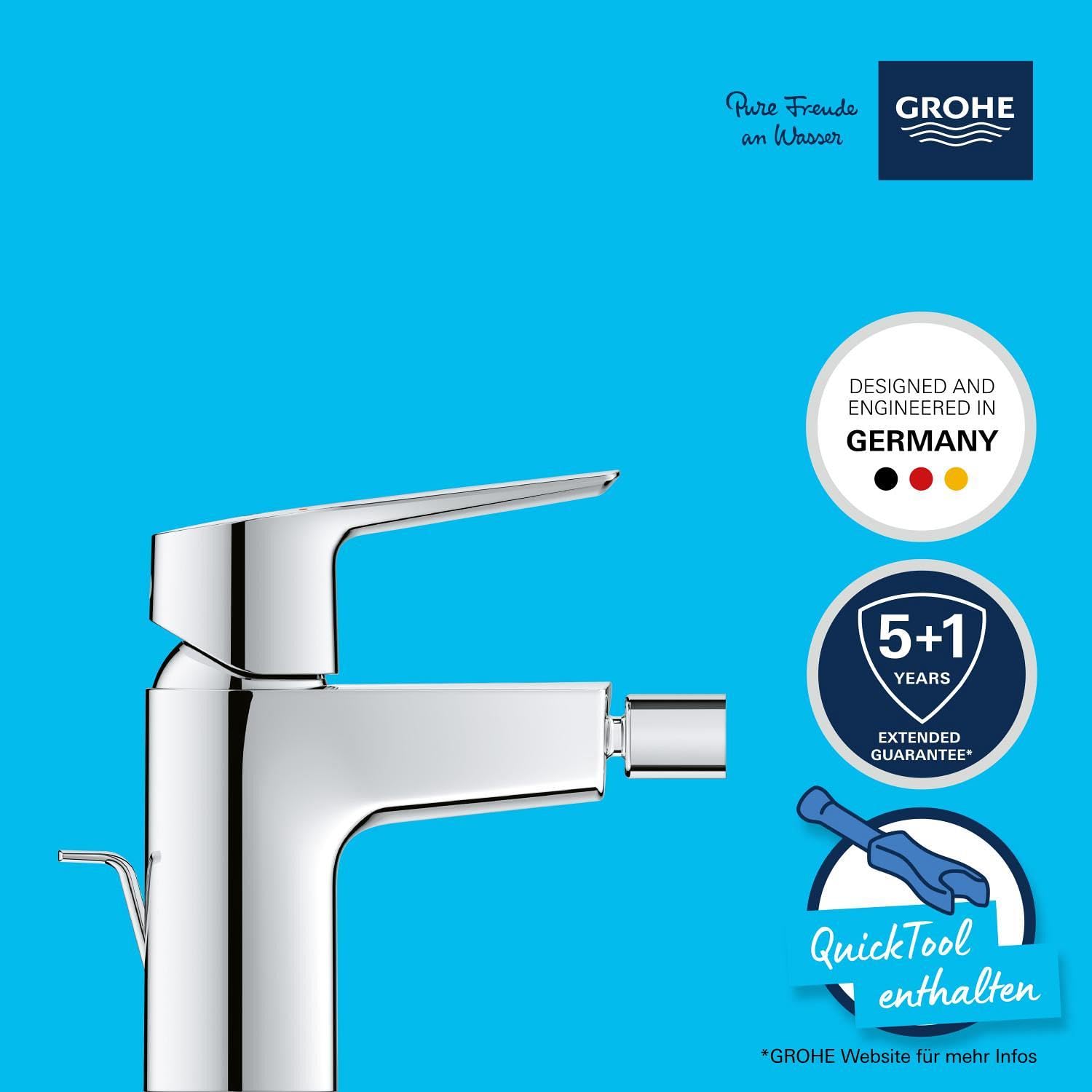 GROHE Start - Einhand-Bidetarmatur (wassersparend, langlebige Oberfläche, Einlochmontage), chrom, 32560002