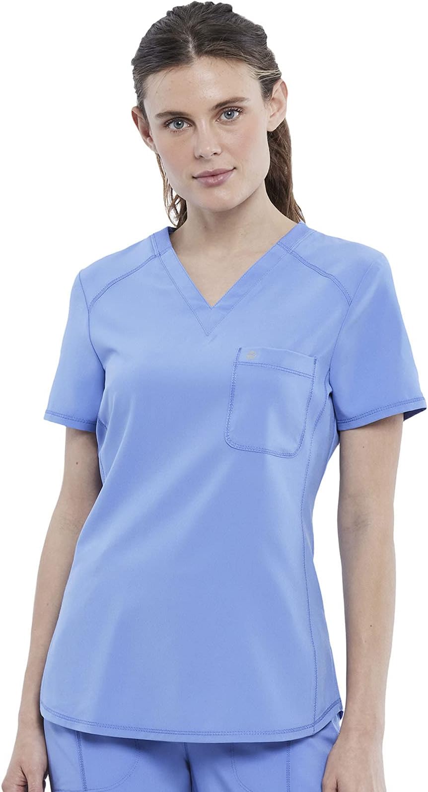 Infinity V-Neck Nurse Scrub Top for Women with Rib-Knit Panel and Tuckable CK687A