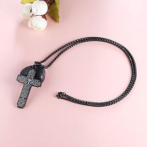 Our Father Lord's Prayer Necklace - Stainless Steel Prayer Hands Cross Pendant With 24" Chain