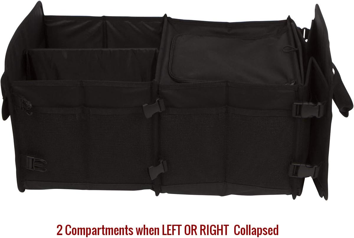 Tuff Viking Trunk Organizer | Car Truck Organizers and Cargo Storage for SUV, Auto, Minivan, Jeep accessory with Tie Down Straps 3-in-1 w/cover plus ZIPPER COVER (GIFT SET)