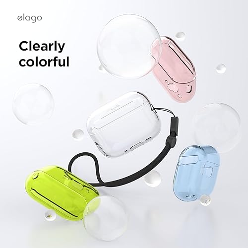 Miniatura 3 de elago Funda transparente compatible con AirPods Pro 3, funda transparente, cordón incluido, correa incluida, reducción del amarilleo, a prueba de