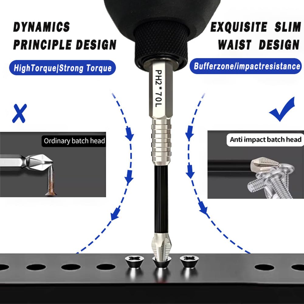 9 Pezzi di punte per trapano per cacciavite ad alta magnetia – Punte Avvitatore Magnetiche in acciaio K5，punte per trapano magnetiche antiscivolo di precisione, per trapano e fissaggio a percussione (