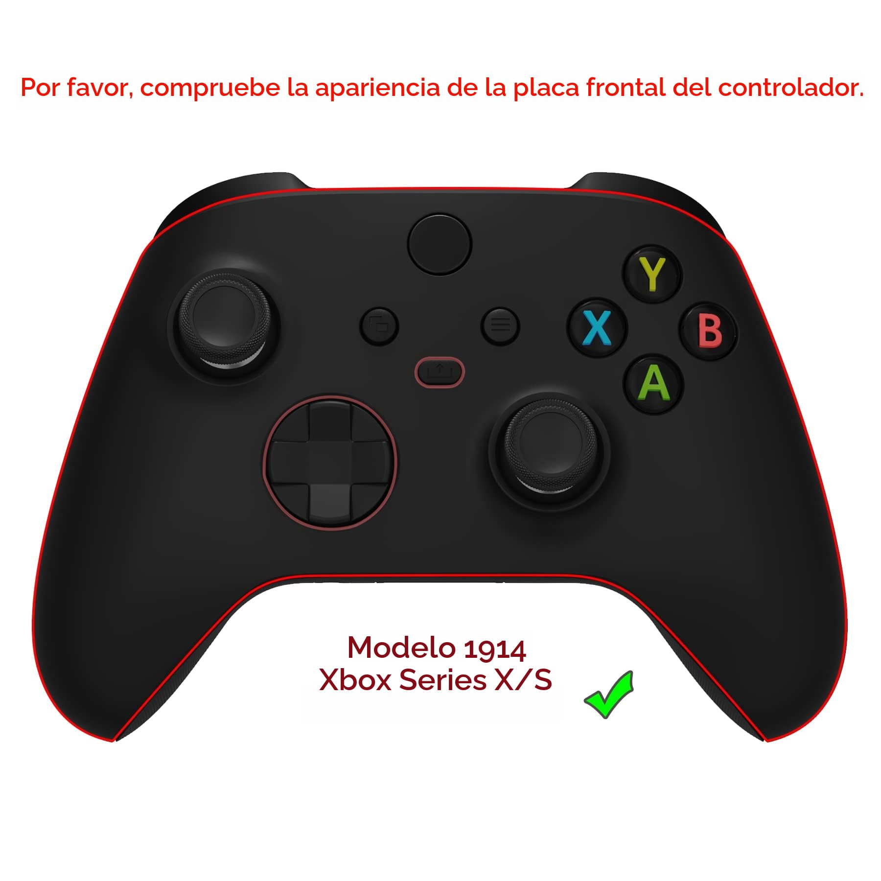eXtremeRate ASR Verción Carcasa y Grips de Goma para Xbox Series X/S Mando Placa Frontal Cubierta Empuñaduras Grips Cover con Anillos de Acento para Xbox Series S X Control-No Incluye Mando(Negro)