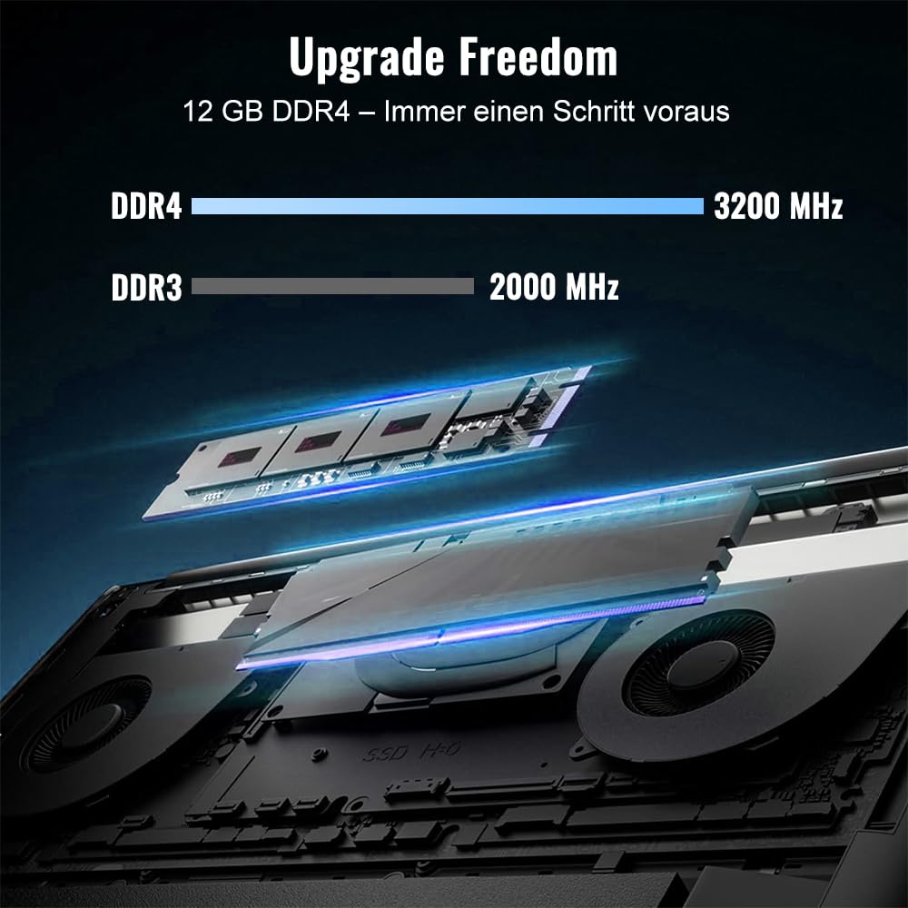 Gaming Laptop 16 Zoll Win11 12+512GB SSD Unterstützung 2TB(HDD-2TB) 1920x1200 Notebook 4-Core Celeron N5095 (bis 2.9GHz) Laptop mit Nummerntastatur WiFi Mini HDMI Deutscher Tastaturschutz-Blau