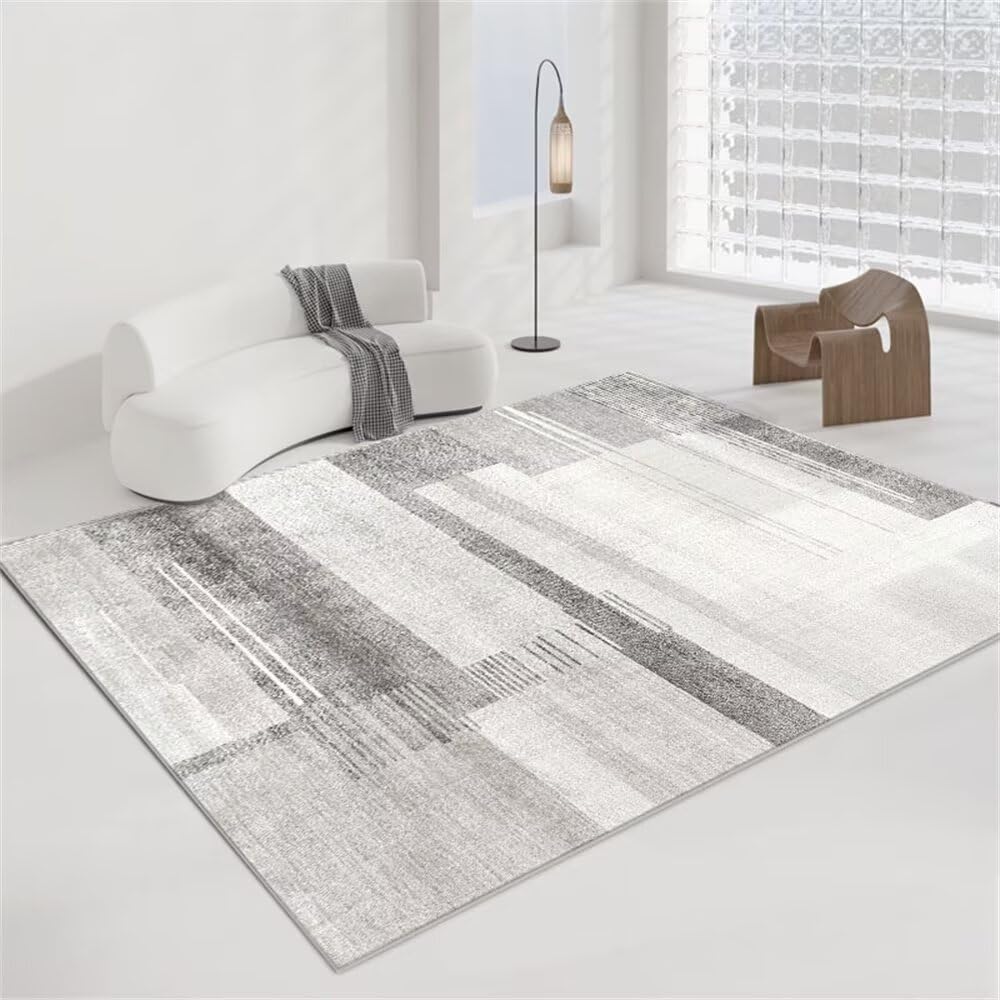 Tapis de salon gris 120x160cm lavable en velours cristal géométrique