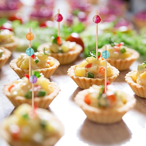 Miniatura 8 de ALINK 100 PCS Glitter Cocktail Picks, Christmas Colorful Pearl Cocktail Skewers for Appetizers, Fancy Wooden Toothpicks for Appetizers, Food,
