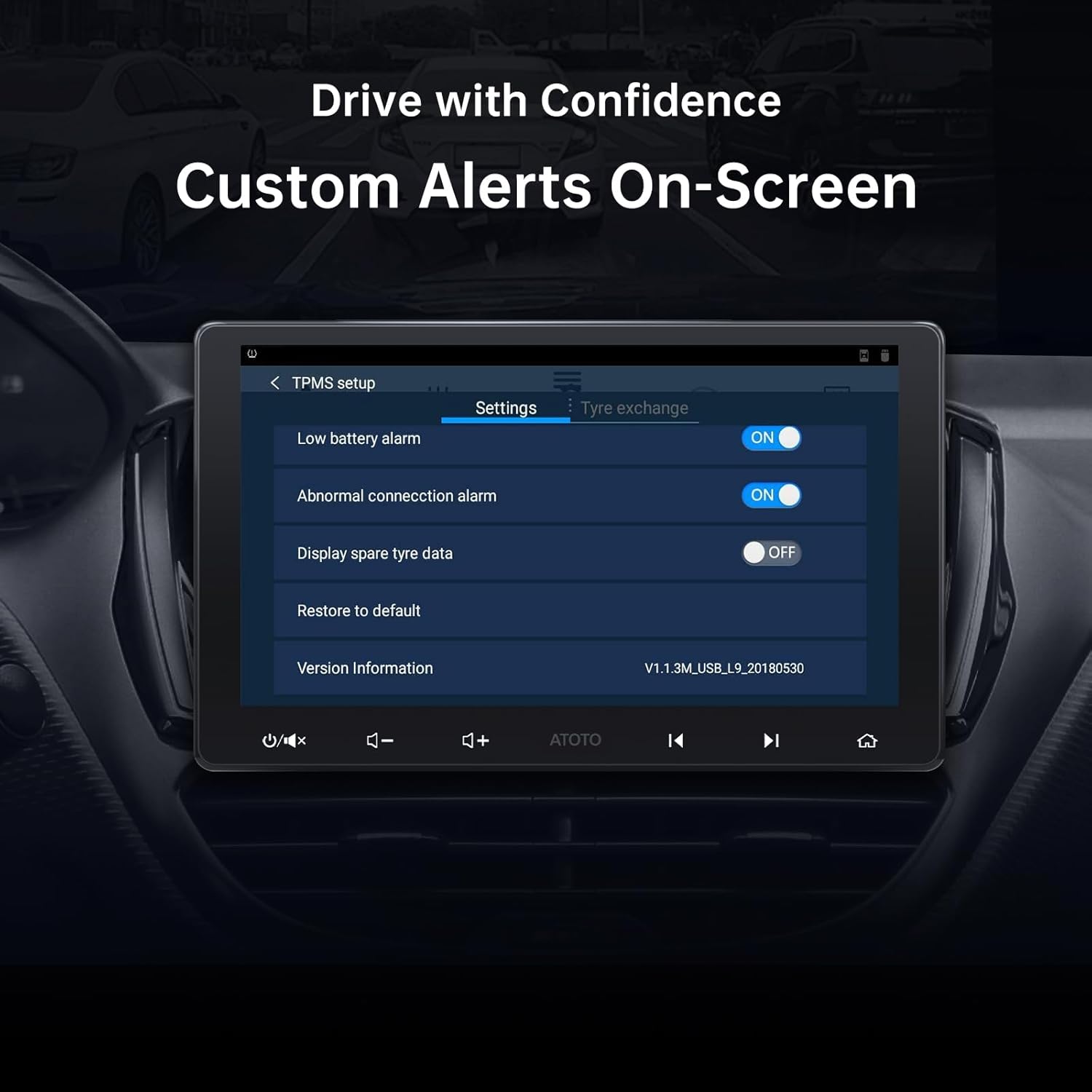 AC-UTP1 USB TPMS External Sensor, Tire Pressure Monitoring Sensors System, Waterproof, Only for A5, A6, S8, P9,X10 Android Series, Not Compatible with F7, P5, P8 Series