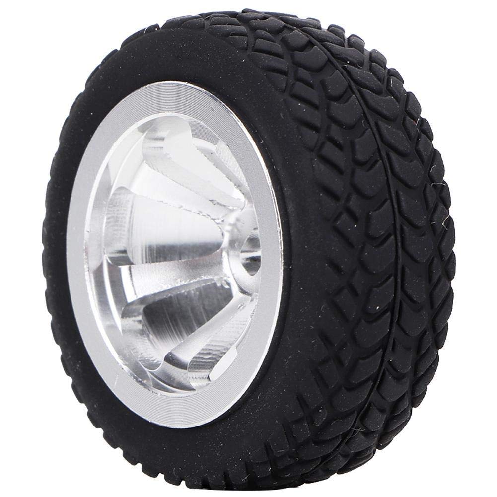 Tbest 4 STÜCKE RC Reifen, Gummireifen RC Auto Modell Upgrade Zubehör Fit für 1/28 K989-53 RC Rad Reifen(Silber)
