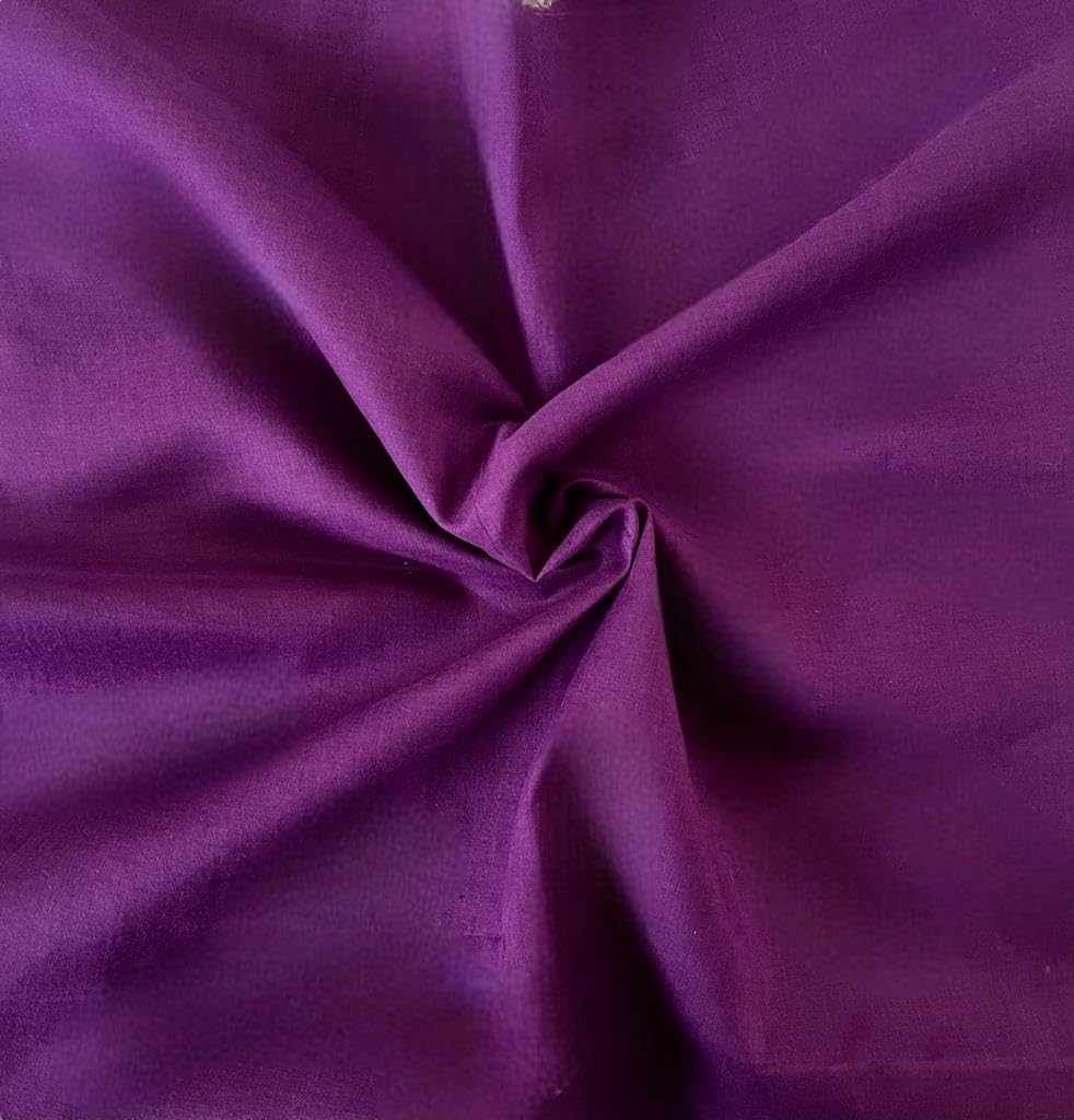 Fancy Textiles Plain Polycotton Dress Craft Fabric 44'' Wide (5 Meter, Purple)