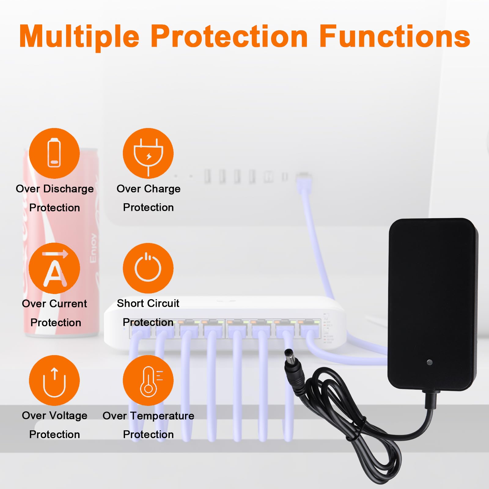 Alimentation 54 V 1,1 A Compatible avec Le Commutateur PoE Gigabit Ethernet Compact 8 Ports de Couche 2 Ubiquiti Networks Ultra 60W USW-Ultra-60W USW-Lite-8-PoE (NY-PW0L2-05401100)
