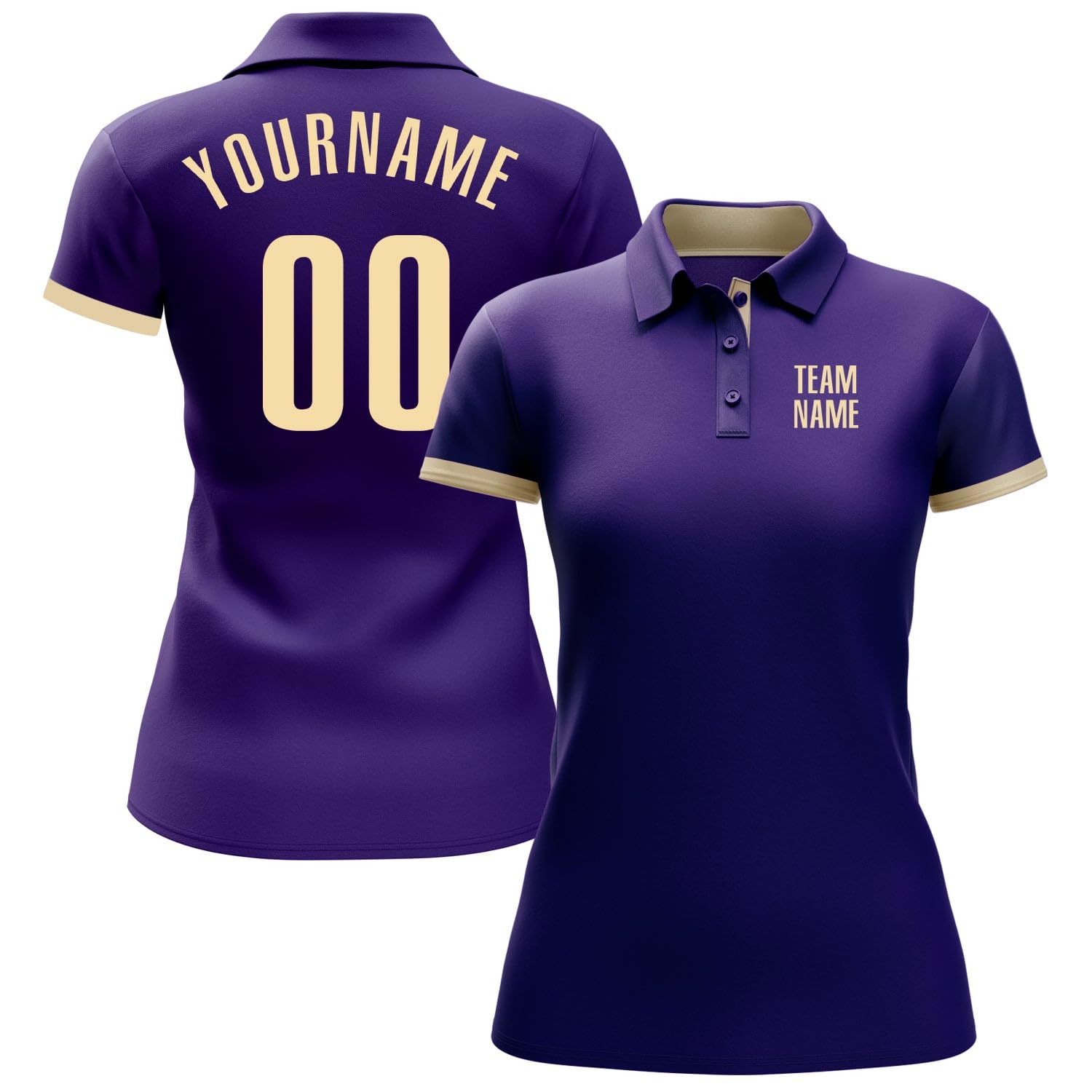 Generic Custom Darts Bowling Golf Polo Shirts for Men Women Youth, Purple Cream Personalized Golf Shirts Printed Name Number Logo