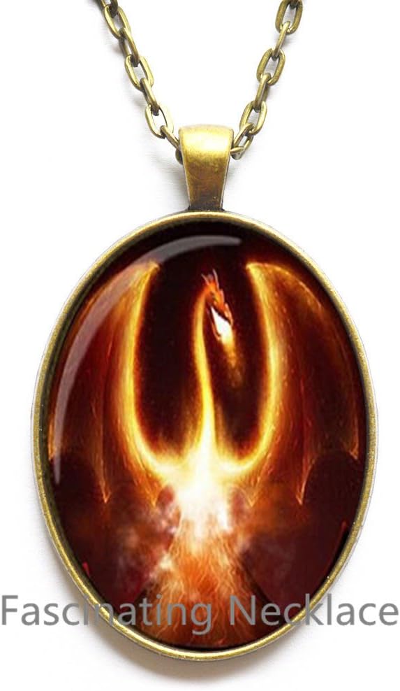 Black Phoenix Necklace Glass Pendant Fantasy Fire Bird Jewelery Glass Cabochon Necklace bijouterie Movie Jewelry，AQ138