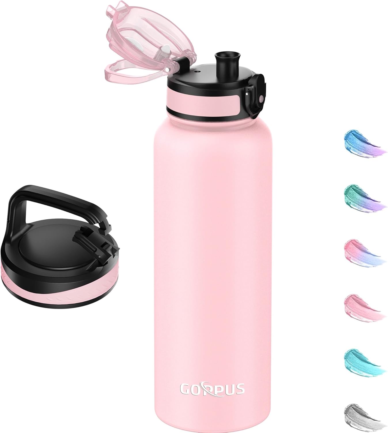 GOPPUS 1200ML/40OZ Stainless Steel Water Bottle 1.2 Litre Metal Vacuum Flask for Travel Double Walled Bottle Leakproof Coffee Flask for Outdoor Large Bottle with Wide Mouth Sport Flask Keep Hot/Cold