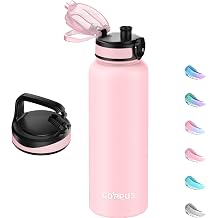 GOPPUS 1200ML/40OZ Stainless Steel Water Bottle 1.2 Litre Metal Vacuum Flask for Travel Double Walled Bottle Leakproof Coffee Flask for Outdoor Large Bottle with Wide Mouth Sport Flask Keep Hot/Cold