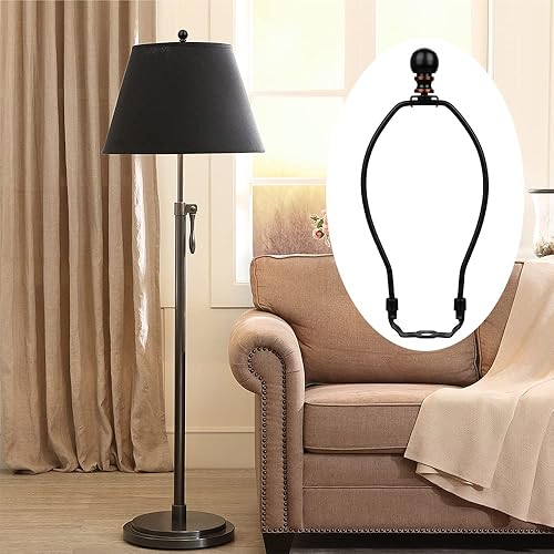 Miniatura 9 de Helunsi Arpa de lámpara de 10 pulgadas, 2 juegos de soporte de arpa de pantalla negra con remate, adaptador de pantalla de repuesto desmontable para