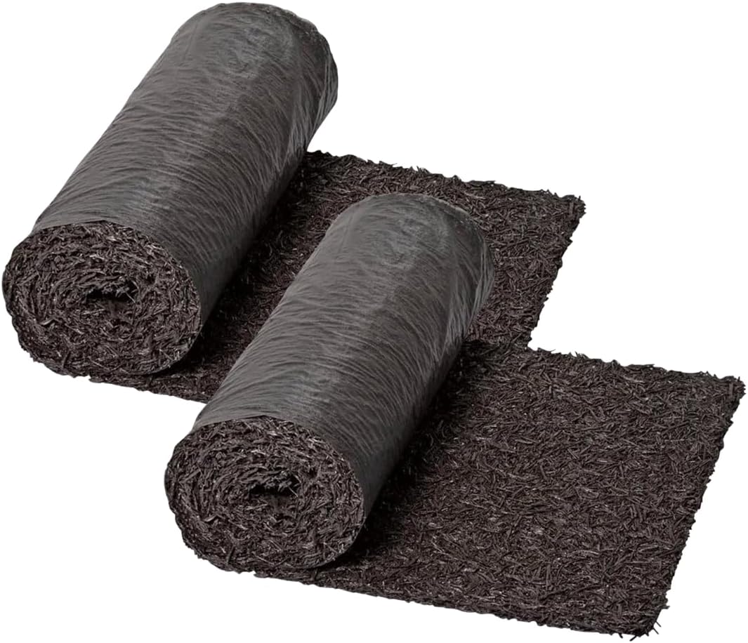 Gardener's Supply Company 100% Recycled Rubber Walkway | Natural Looking Permanent Mulch Solution | Garden Pathway, Barrier & Edging Border Mat - 8' x 2' (2 Pack)