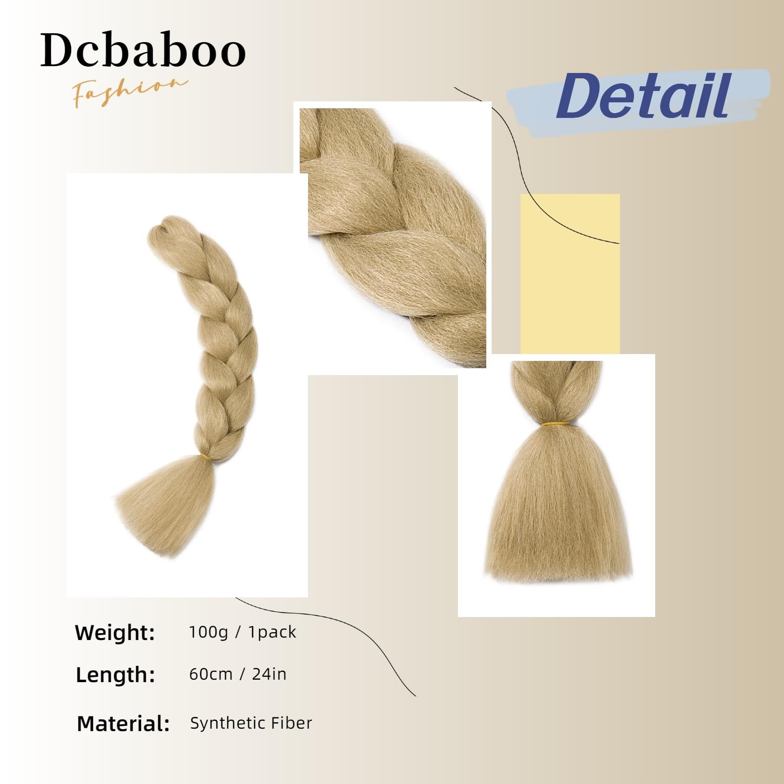 Dcbaboo Blonde Hair Extensions for Braiding Jumbo Braiding Hair Extension 1pack 24inch Synthetic Hair Kanekalon Ombre Braids Extensions Hair Afro Crochet Twist Box Braids 100g - Image 2