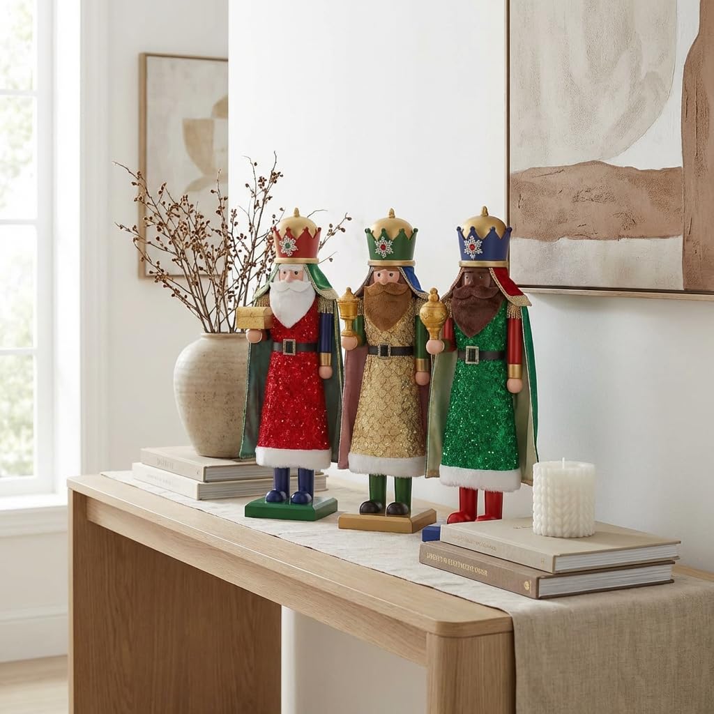 KAROLINE&CO. Decoration Noel - Set de 3 Casse Noisette Géant 63 cm - Figurine Noel de Luxe - Deco Noel Intérieur Maison - Décoration de Noël Élégante pour Table ou Entrée