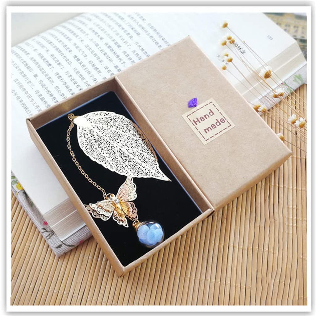 SUNESA Lesezeichen 1pc Metall kreatives Metallblatt Immortal Blume Lesezeichen Geschenk for Freunde Antiquitäten Metall Lesezeichen Stationerei Buch Markierungen (Color : E)