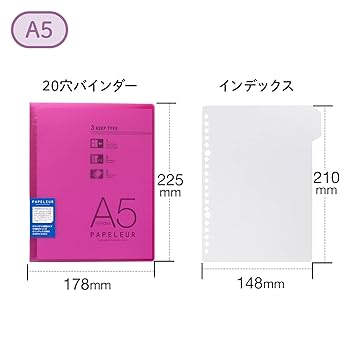 Amazon.co.jp: キョクトウ バインダー パペルール 20穴 A5 LN39P
