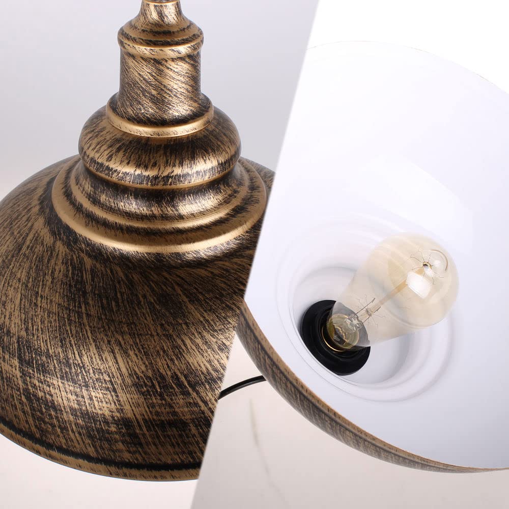 iDEGU 2 Pcs Lampadari a Sospensione Vintage Industriale, Lampadario In Ferro Lampadario Soffitto E27 per Ristorante Sala da pranzo Cucina - Diametro 29 cm, Ruggine e Rame