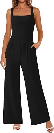 Loalirando Combinaison Femme Sexy Moulante Col Haut, Combinaison Pantalon Sans Manches Dos Nu Slim Fit Élégante, Noir, S