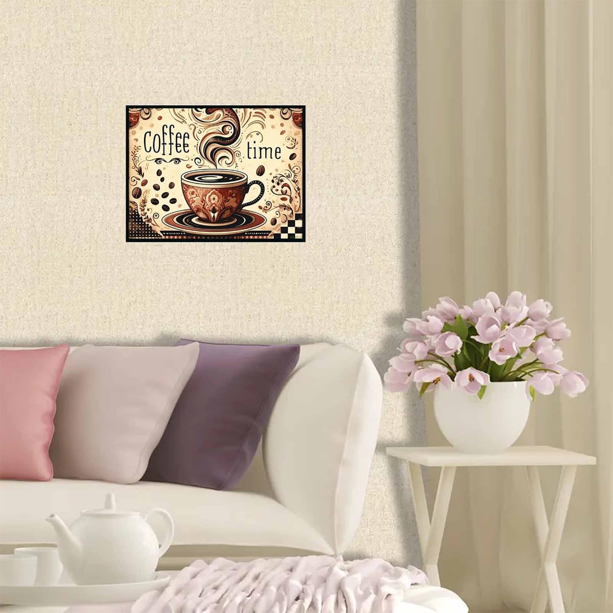 QACEYID Diamond Art Kits for Adults Coffee Time 5D Diamond Art Painting Picture Round Full Drill Diamond Paintings Dots DIY Gem Art Kits for Home Wall Decor 12 x 16 Inch image 2