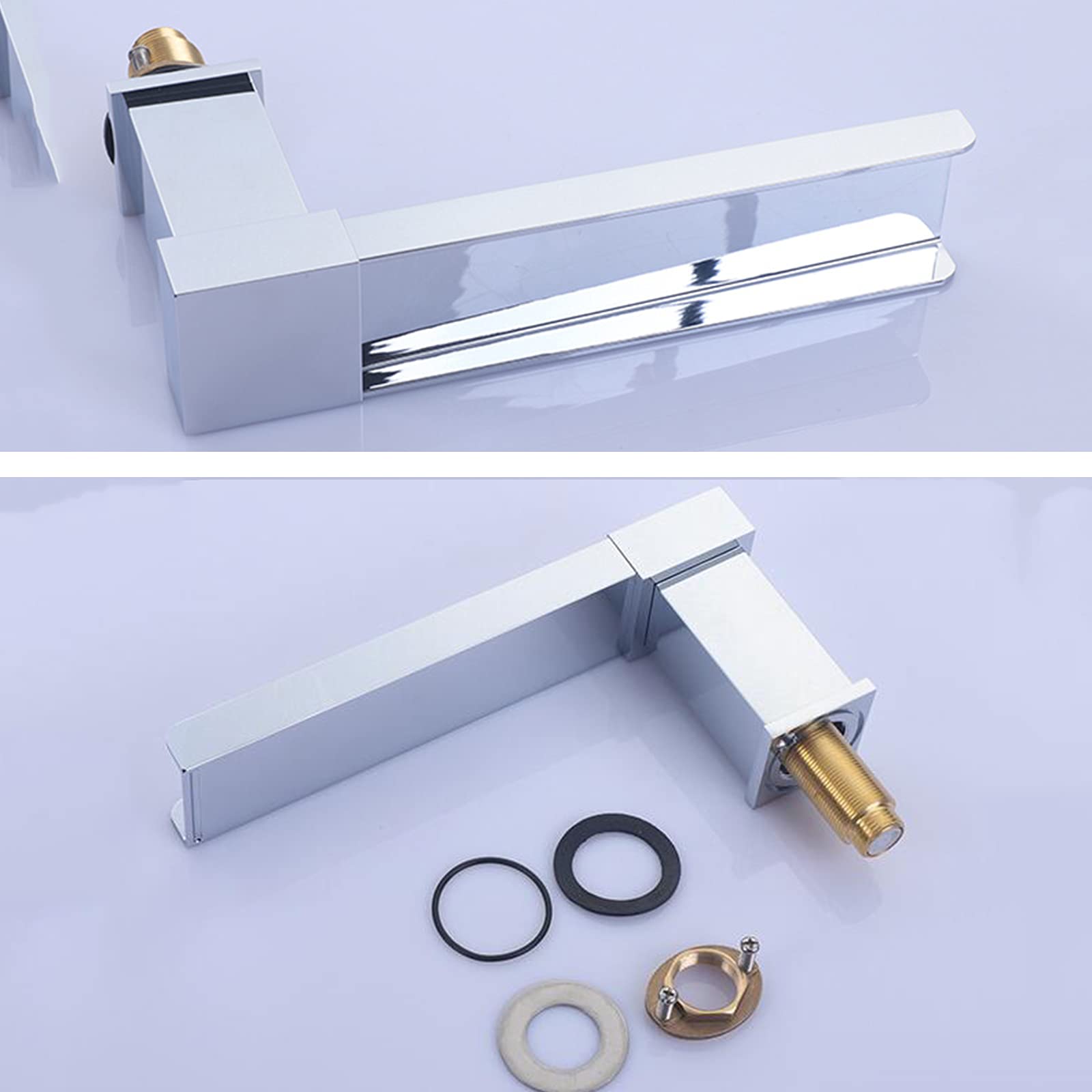 Grifo para bañera Grifo para bañera en Cascada Grifo para bañera de latón Grifo para bañera con Control Dual frío y Caliente con Relleno para bañera con Ducha de Mano Grifo de Ducha con 4 Orificios,