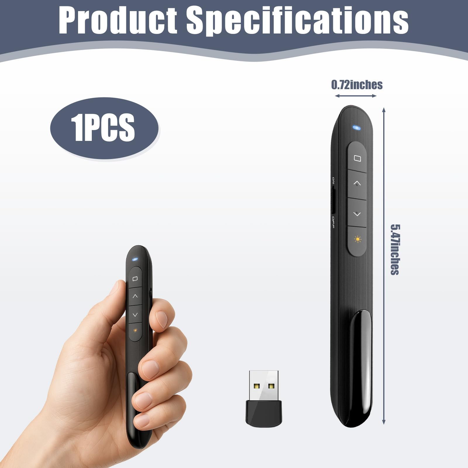 Pointeur Laser Télécommande Présentation PowerPoint Keynote Google Slides PDF Compatible Windows Mac Plug & Play