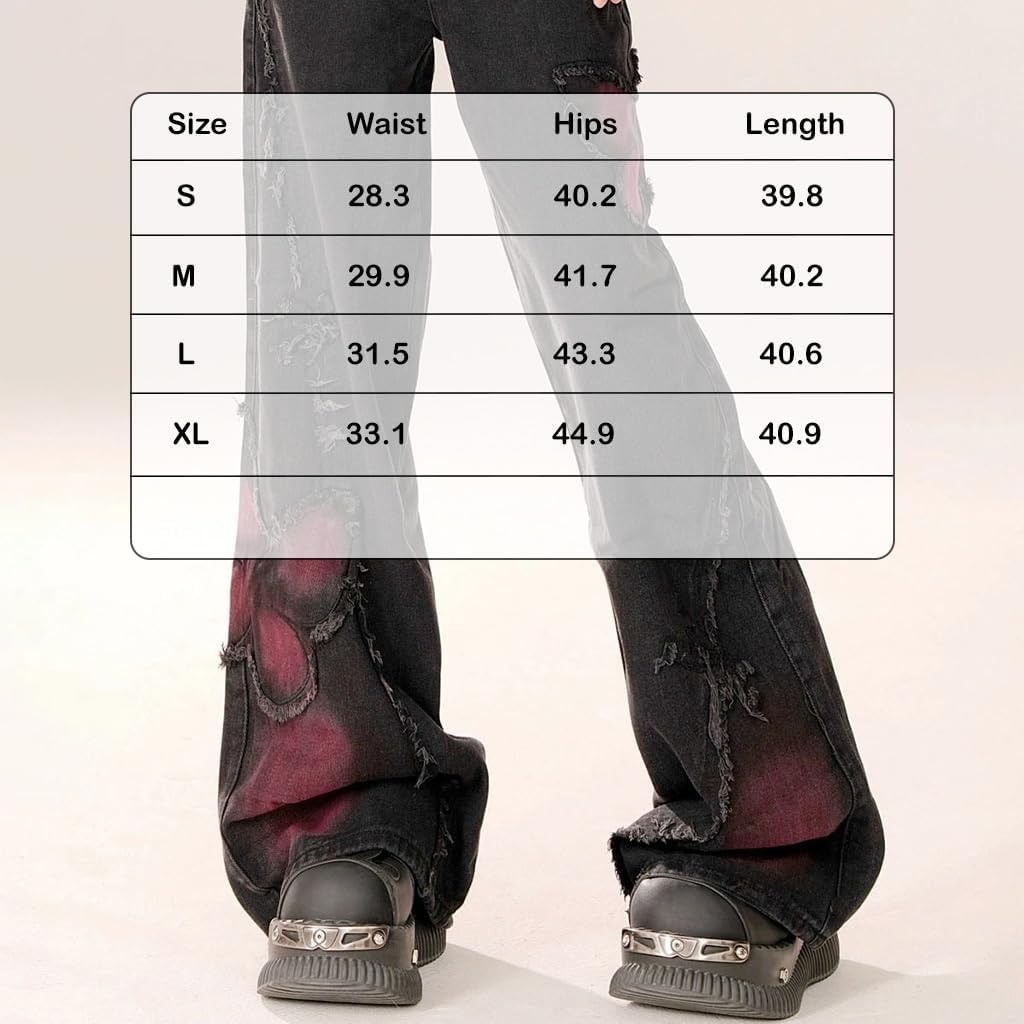 Y2K Baggy Ripped Jeans for Women – Wide Leg Butterfly Print & Star Patch Distressed Denim Pants High Waist Streetwear - Image 7