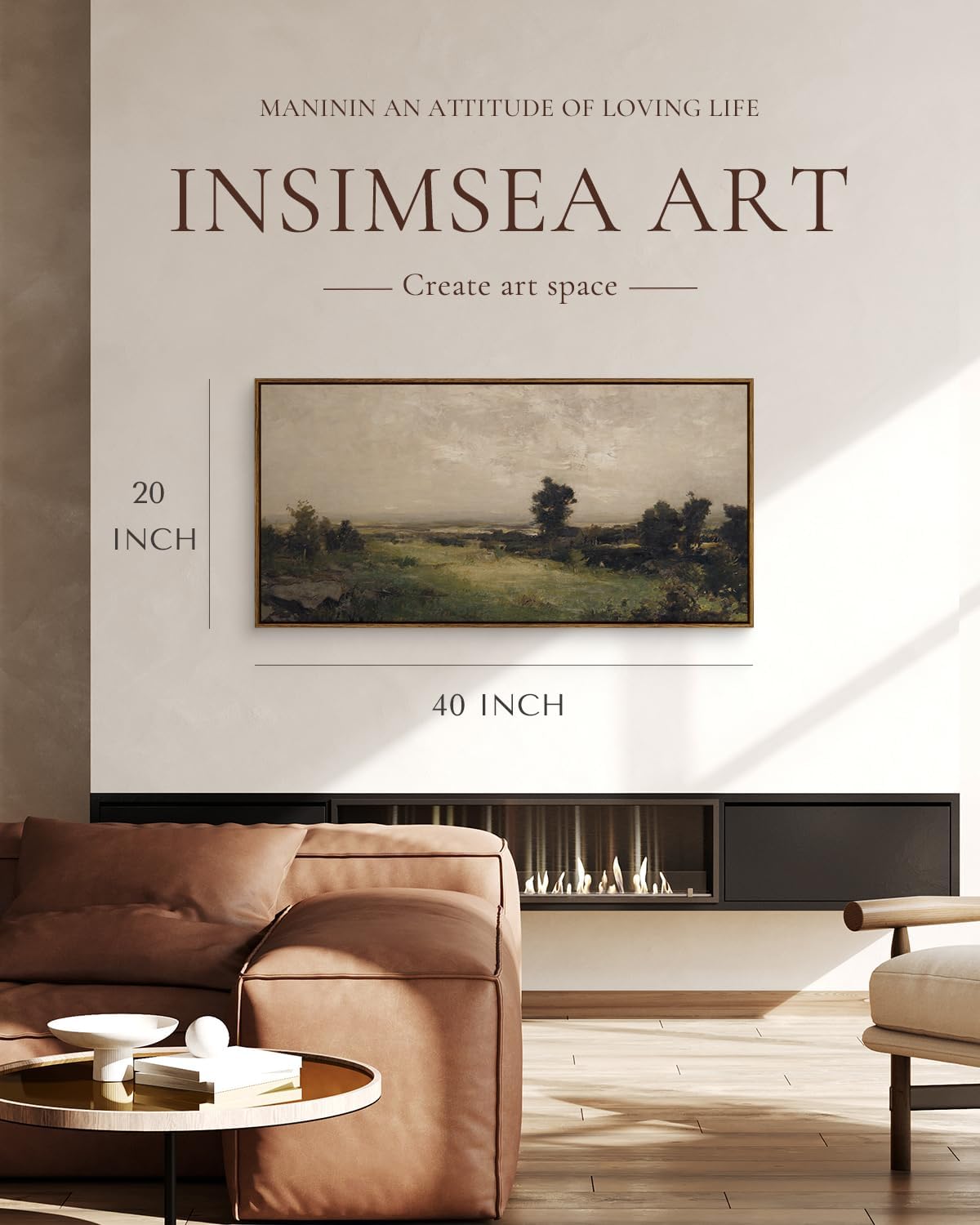 insimsea extra large framed vintage wall art, living room country farmhouse decor, wilderness landscape paintings, canvas prints, retro scenery long picture for bedroom above of bed,20x40inch housatonic valley 40"l x 20"w
