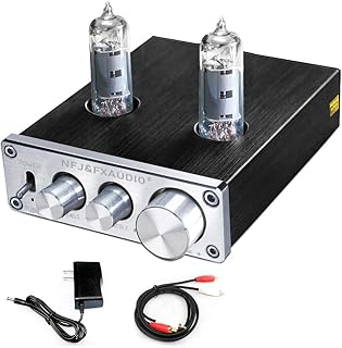 FX-AUDIO TUBE-03 Tube Preamplifier 6K4 Tube Hi-Fi Tube Preamp with Bass & Treble Control Home Theater Stereo Audio Preamplifier DC 12V（Silver